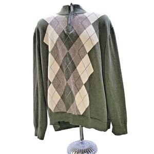 Tasso Elba Men's Sweater Green w/ Pattern Design Size XXL